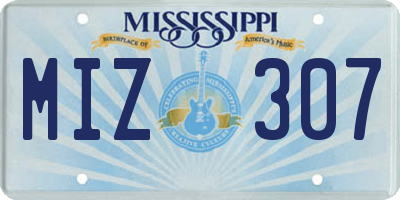MS license plate MIZ307