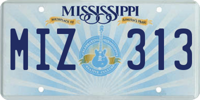 MS license plate MIZ313