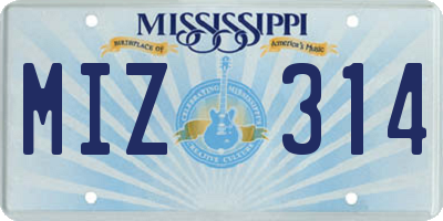 MS license plate MIZ314