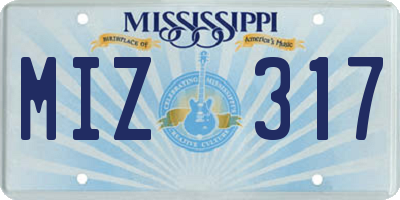 MS license plate MIZ317