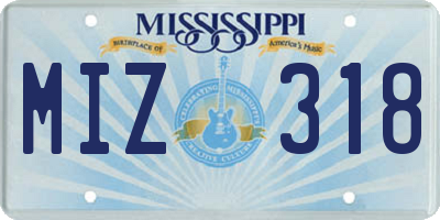 MS license plate MIZ318