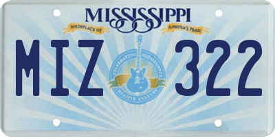MS license plate MIZ322