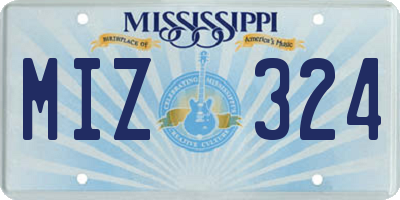 MS license plate MIZ324