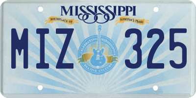 MS license plate MIZ325