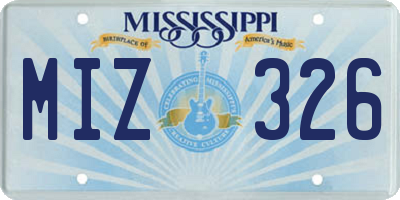 MS license plate MIZ326