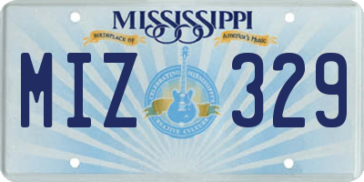 MS license plate MIZ329
