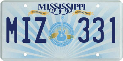 MS license plate MIZ331