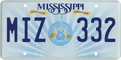 MS license plate MIZ332
