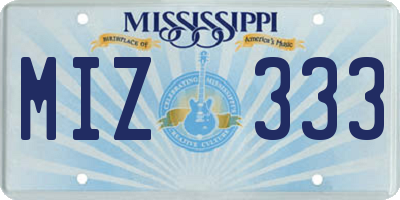 MS license plate MIZ333