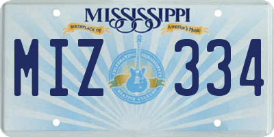 MS license plate MIZ334