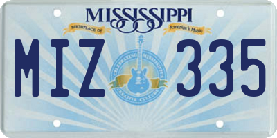 MS license plate MIZ335