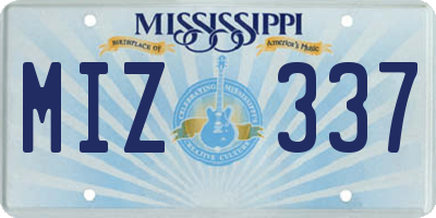MS license plate MIZ337