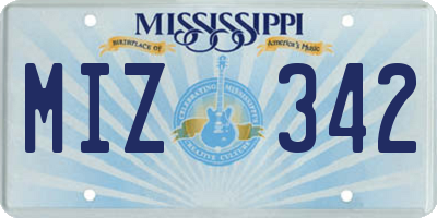 MS license plate MIZ342