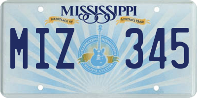 MS license plate MIZ345