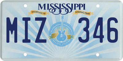 MS license plate MIZ346