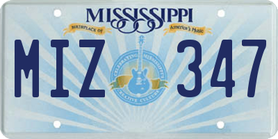 MS license plate MIZ347