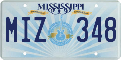 MS license plate MIZ348