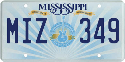 MS license plate MIZ349