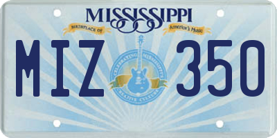 MS license plate MIZ350