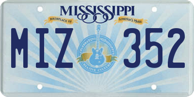 MS license plate MIZ352