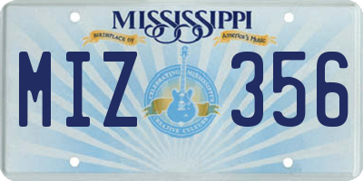 MS license plate MIZ356