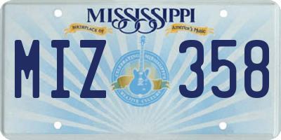 MS license plate MIZ358