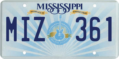 MS license plate MIZ361