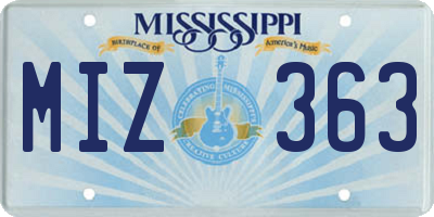 MS license plate MIZ363