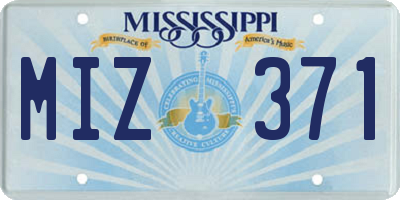 MS license plate MIZ371