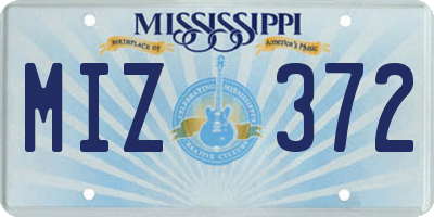 MS license plate MIZ372