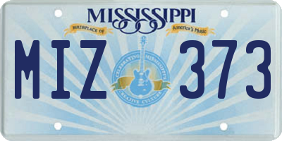 MS license plate MIZ373