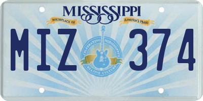 MS license plate MIZ374