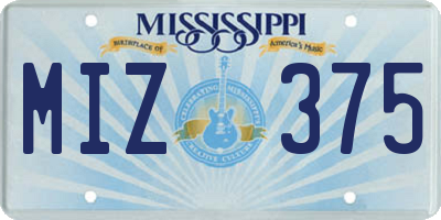 MS license plate MIZ375