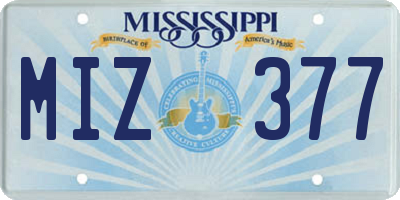 MS license plate MIZ377