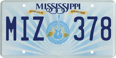 MS license plate MIZ378