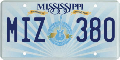 MS license plate MIZ380