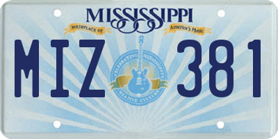 MS license plate MIZ381