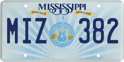 MS license plate MIZ382