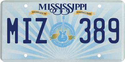 MS license plate MIZ389