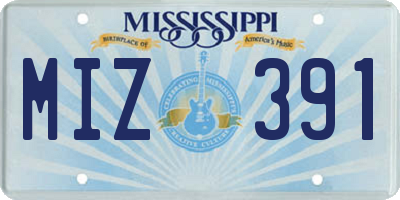 MS license plate MIZ391
