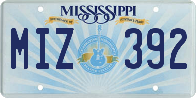 MS license plate MIZ392