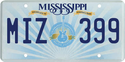 MS license plate MIZ399