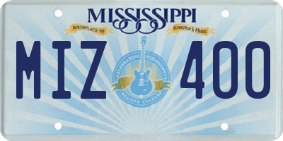MS license plate MIZ400