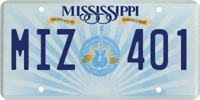 MS license plate MIZ401