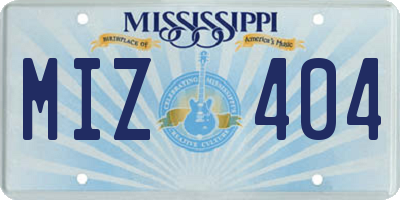 MS license plate MIZ404