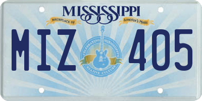 MS license plate MIZ405