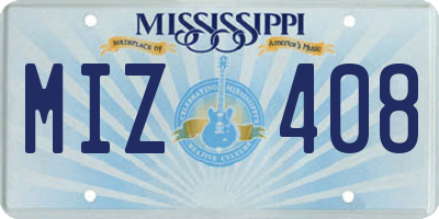 MS license plate MIZ408