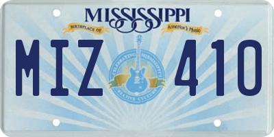 MS license plate MIZ410
