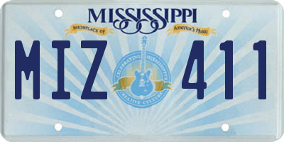 MS license plate MIZ411