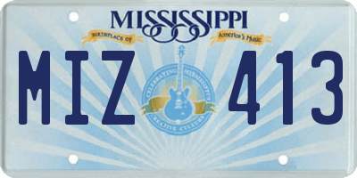 MS license plate MIZ413